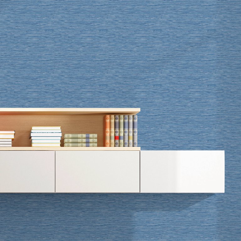 RoomMates Grasscloth Blue Vinyl Peel And Stick Wallpaper, 47 OFF