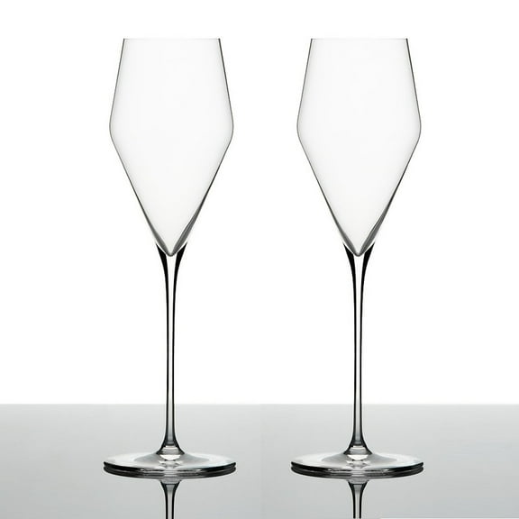 Set of 2 Ultra-Thin and Light Lead-Free Crystal Champagne Flutes, Hand-Blown Glass with Precision-Angled Curve, Perfect for Champagne, Prosecco, Sparkling Wine, Cava and Spumante