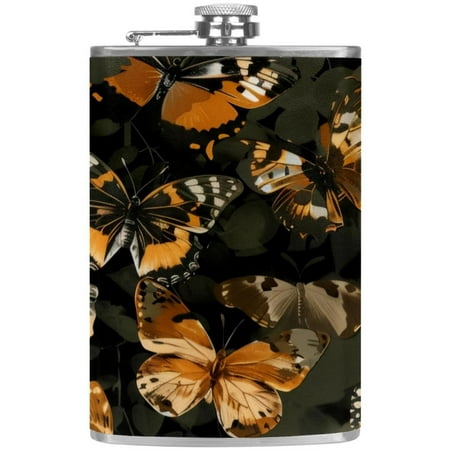 

josid Camouflage Pattern 3.6x6in Stainless Steel Small Flask Leak-Proof Stainless Steel Construction Wrapped in Premium Two-Layer Leather Nano-Printed Design 227ml Capacity