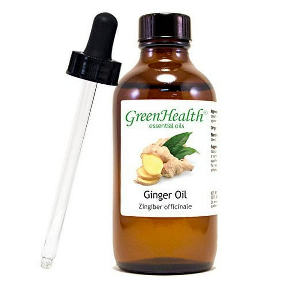 GreenHealth Ginger – 4 fl oz (118 ml) Glass Bottle w/Glass Dropper – 100% Pure Essential Oil