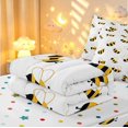 thumbnail image 6 of Erosebridal Kawaii Bee Zipper Queen Comforter Set with Fitted Sheet and 2 Pillowcases,Nature Wildlife Theme Zipper Bedding Set,White Yellow,Polkadot Reversible,4pcs, 6 of 8