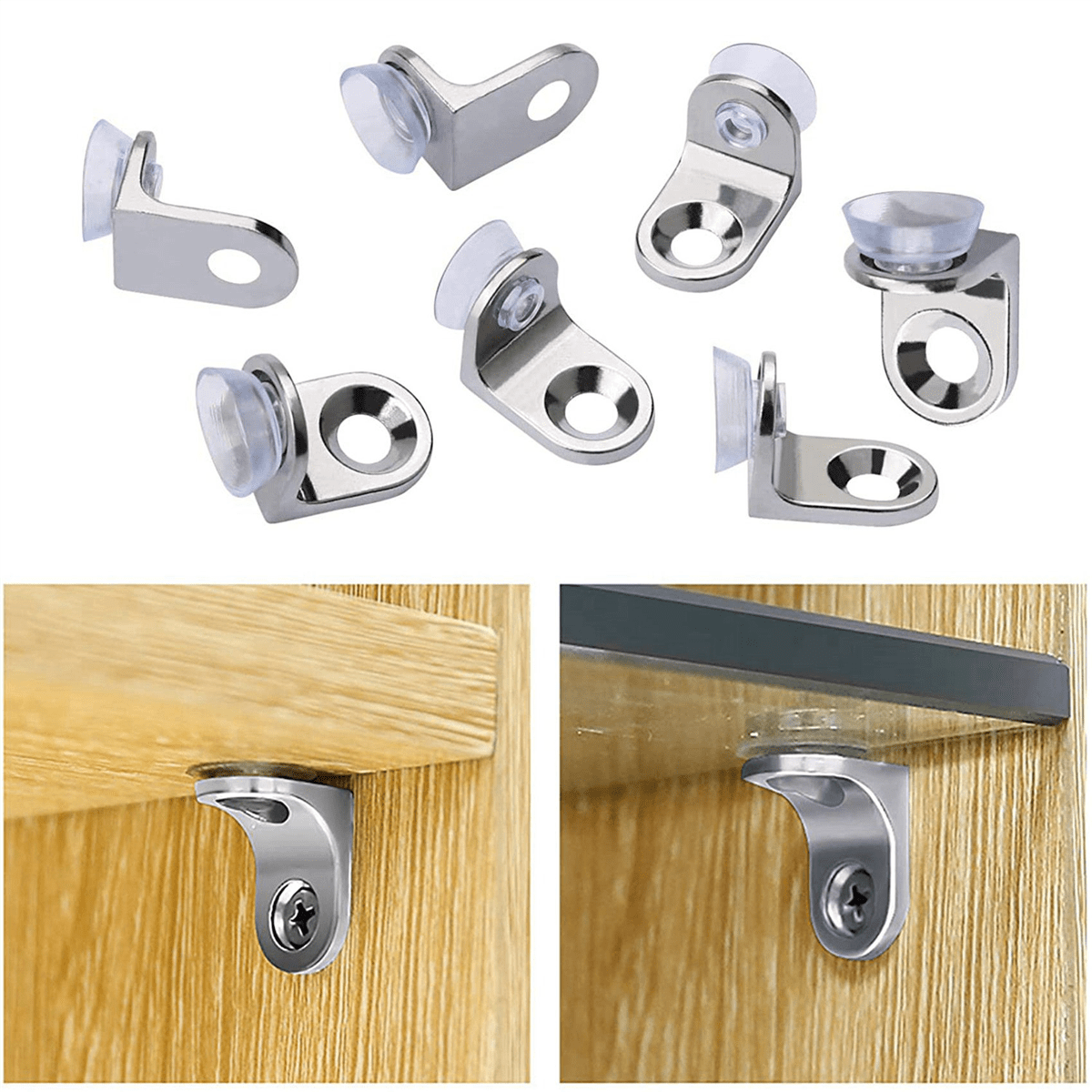 300 Pieces Glass Shelf Bracket with Sucker Glass Shelve Support Right Angle Fixing Brackets
