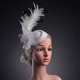 thumbnail image 3 of LEKODE Women Hats Fashion Hair Feathers Clip in Fascinator Hat Fancy Hats for Women Tea Hats Fascinators Hats for Women Tea Party Feather Headpiece White One Size, 3 of 4