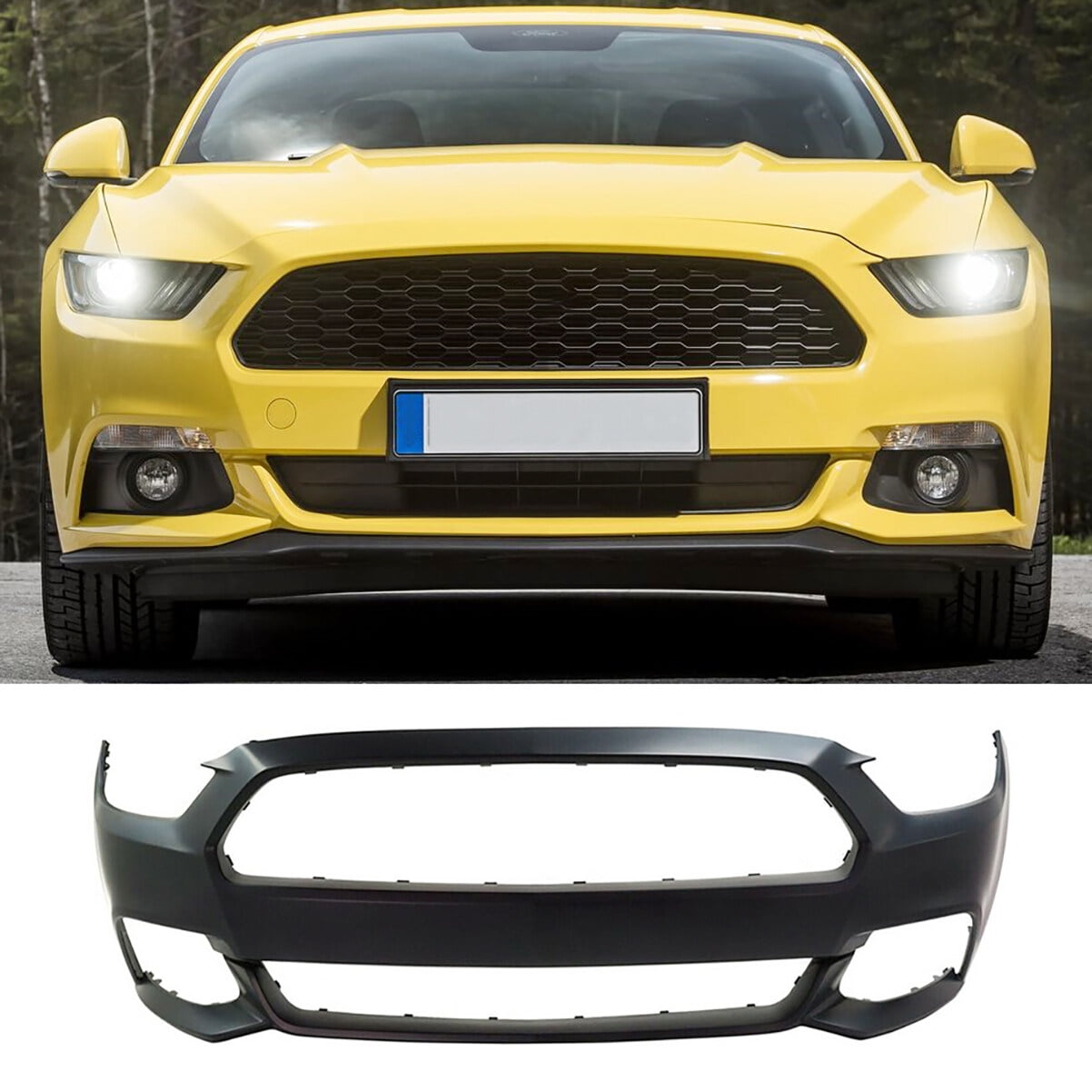 Fit for Ford Mustang (2015-2017) Unpainted Front Bumper without Parking Aid Sensor Holes