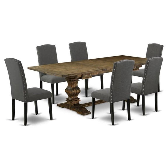 East West Furniture Table Top- Table Pedestal Parson Chairs, LAEN7-71-20