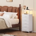 thumbnail image 2 of Eunos White Tall Nightstand with Charging Station and LED for Bedroom, 5 Drawer with Storage Shelfs, 2 of 8
