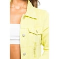 thumbnail image 5 of American Bazi Women's Long Button Down Distressed Denim Jean Jacket - Lime - Large, 5 of 6