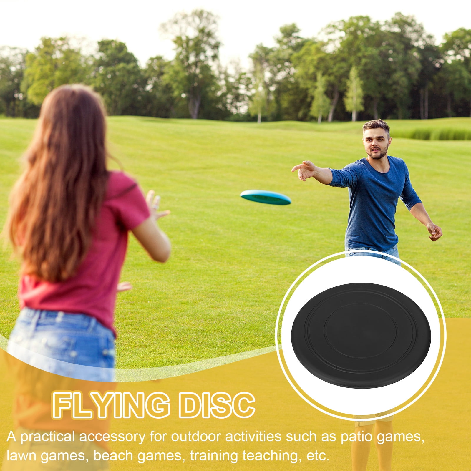 Uxcell Flying Disc, Soft Silicone Colorful Flying Disk Flyer for Outdoor Sports Training Playing Lawn Game Black