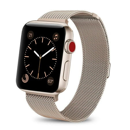 Apple Watch Band 44mm Stainless Steel Mesh Milanese Loop With Adjustable Magnetic Closure With Clear Hard Case For Apple Watch Series 3 2 1 44mm Gold Walmart Canada