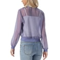 thumbnail image 3 of INSPIRE CHIC Women's Long Sleeves Zip Up See Through Lightweight Bomber Jacket M Dusty Purple, 3 of 6