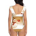 thumbnail image 6 of Yiaed Christmas Snowman Gift Print Women's Ruffled One Piece Swimsuit V Neck Swimwear Slimming Monokini for Woman-Medium, 6 of 8