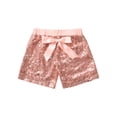 thumbnail image 4 of iiniim Girls Boys Sequins Dance Shorts with Bowknot Training Gymnastics Hip Hop Rave Light Pink 3-4, 4 of 7