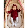thumbnail image 6 of Cenuakty Baby Girl Christmas Outfit Long Sleeve Velvet Ruffle Romper and Headband, 6 of 9