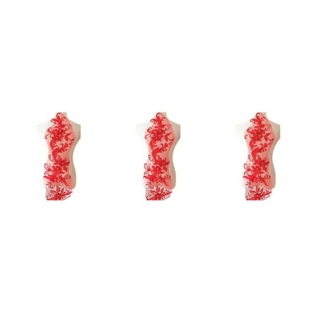 Baohd Robe en Dentelle Époustouflante Patch Applique pour Vêtements à la Mode Robe de Mariage Élégante et à la Mode Unique Rouge 3ensemble