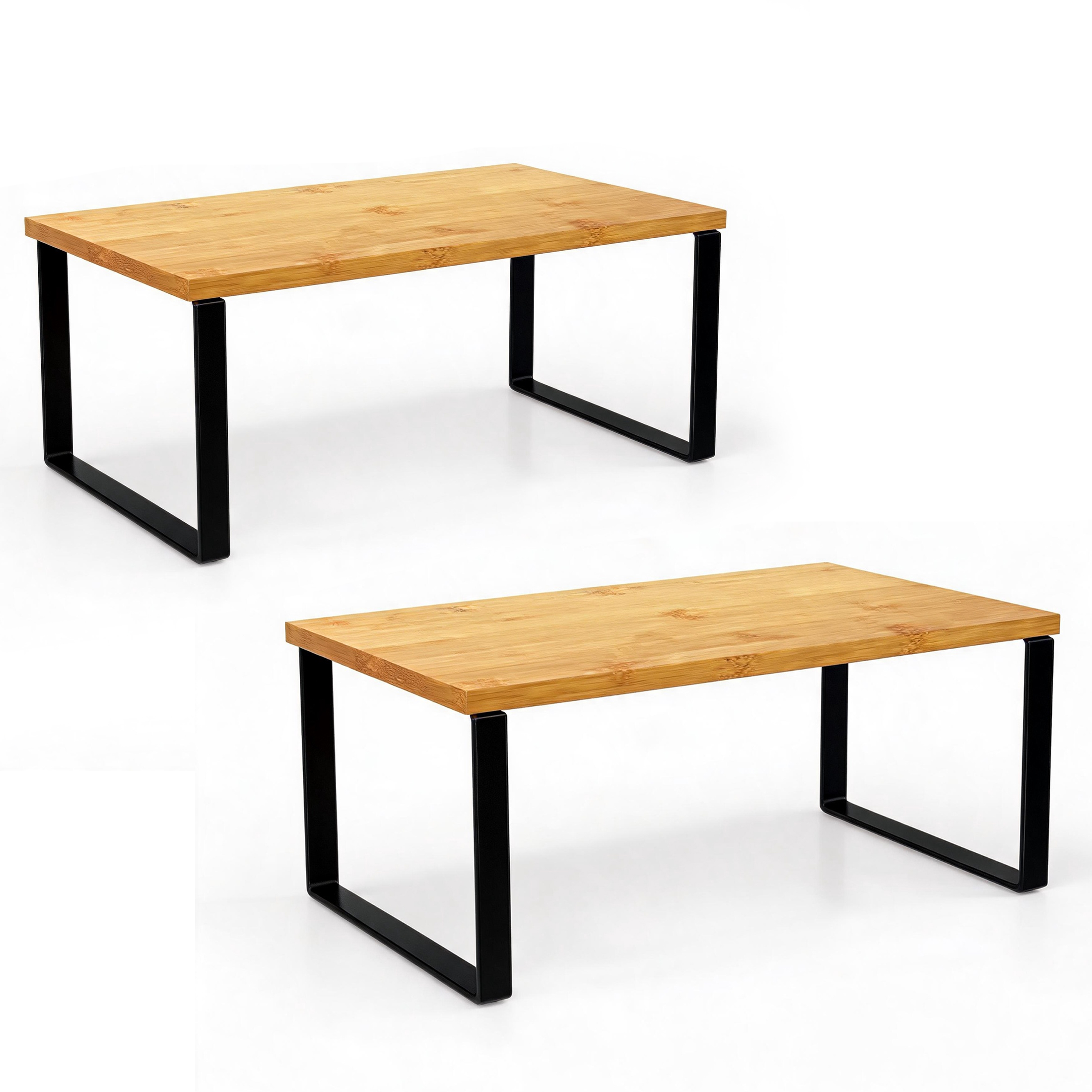 2 Pack Cabinet Organizer Shelf, Stackable Wooded Countertop Storage Rack, Expandable Kitchen Counter Shelf for Plates, Bowls, Spices