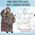 thumbnail image 4 of Oversized Wearable Blanket Hoodie,Multicolor Ethnic Patchwork Pattern Sherpa Blanket Hoodie with Super Pockets,Super Warm Fuzzy Pullover for Women & Men, 4 of 6