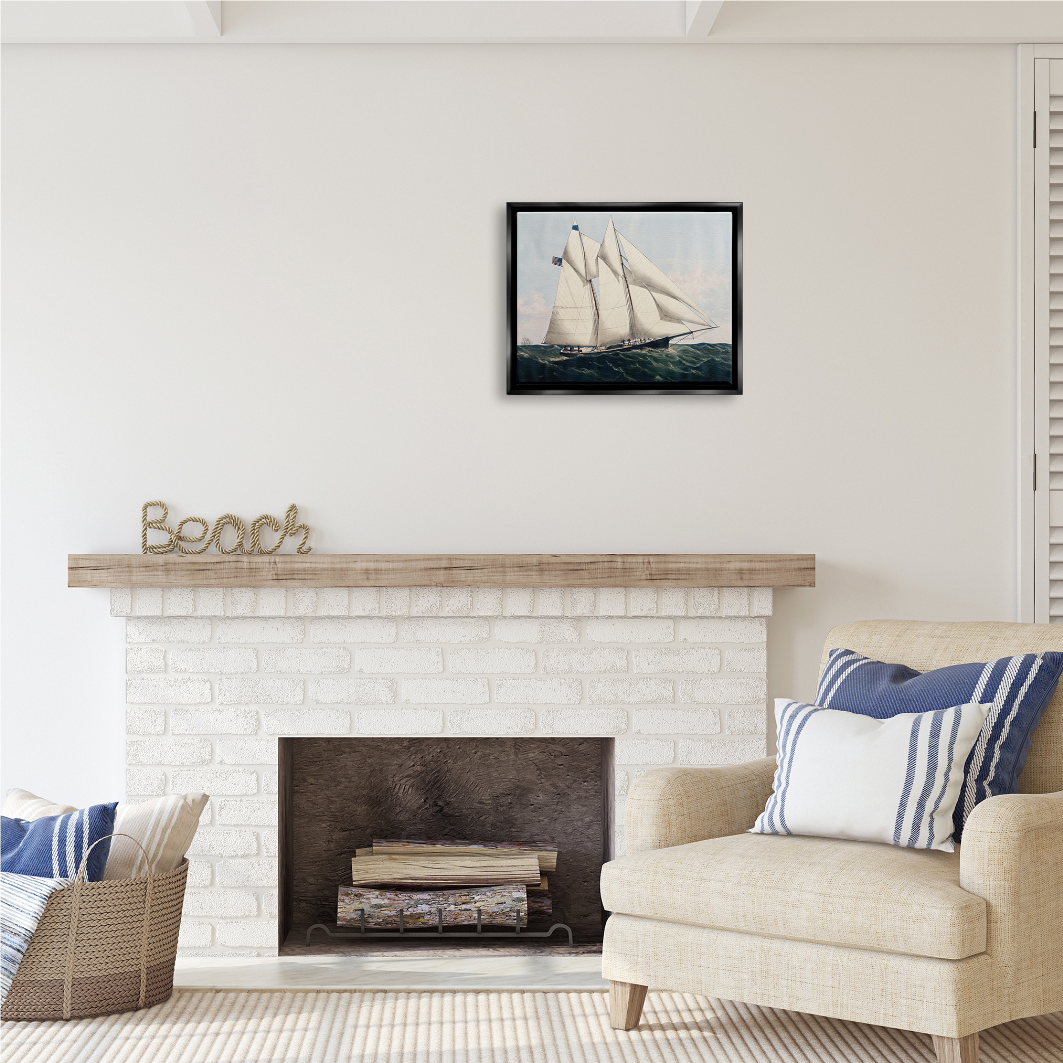 Stupell Industries Vintage Nautical Yacht Transportation Painting Black Floater Framed Art Print Wall Art, 21 x 17