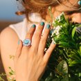 thumbnail image 4 of VAKKI Round Turquoise Flower Ring for Women 925 Sterling Silver Bohemian Ring Statement Rings Size 5-9, 4 of 5