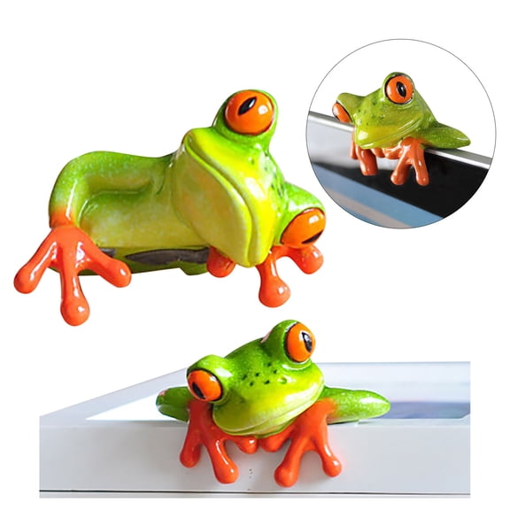 Resin Frog Figurine with Hollow Design Garden Patio Decor Unique Peeking Frog Statue for Outdoor Indoor Yard Living Room Home Decor Hand Painted