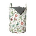 thumbnail image 1 of Floral Laundry Bag, Hand-Drawn Doodle Art with Floral Elements Such as Flowers Petals and Dragonflies, Basket with Handles Drawstring Closure for Laundromats, 13" x 19", Multicolor, by Ambesonne, 1 of 4