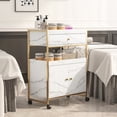 thumbnail image 6 of Hironpal Salon Rolling Cart with Wheels, Mobile Beauty Trolley with Drawers for Salon, Beauty, Spa, White Marble, 6 of 8