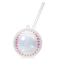 thumbnail image 4 of Set of 4 Light Up Flashing Baseball Novelty Drink Cocktail Cup 18 Oz LED with Straw and Lid Spherical Tumbler Bar Party Favor, 4 of 8