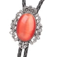 thumbnail image 4 of Corbata de bolo Salvador Oval Disfraz Regalo Western Cowboy Ajustable Cuero Rojo, 4 of 4