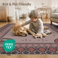 thumbnail image 4 of ODIKA 6'x9' Dusty Rose Traditional Vintage Distressed Washable Area Rug Geometric Border Pattern with Central Sunburst for Family Room, Living Mater Bedroom, Non-Slip, Easy Care, 4 of 7