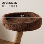 Sopapets 40.2''H Cat Tree Tower Natural Wood Aesthetic Scratching Board&Posts 1 Condo For Large Cats, Brown