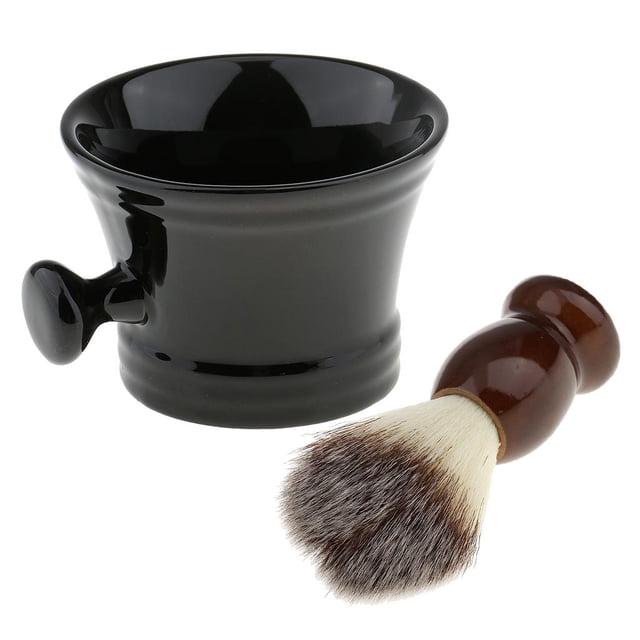 Brocha de Afeitar para Hombres Jinwen Cuenco de Acero Inoxidable Ligero