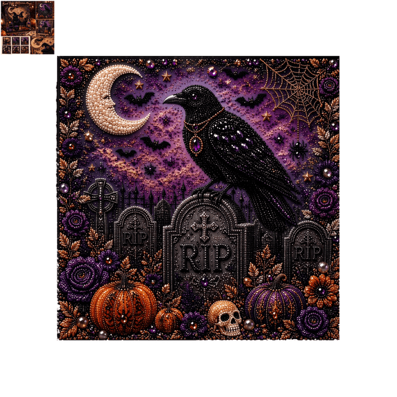 Halloween Ghost Pearl Art DIY Kit, Cute Ghost Pearl Bead Diamond Art Kit, DIY Halloween Wall Ornament Craft Set for Adult Art Beginners D 1Pc