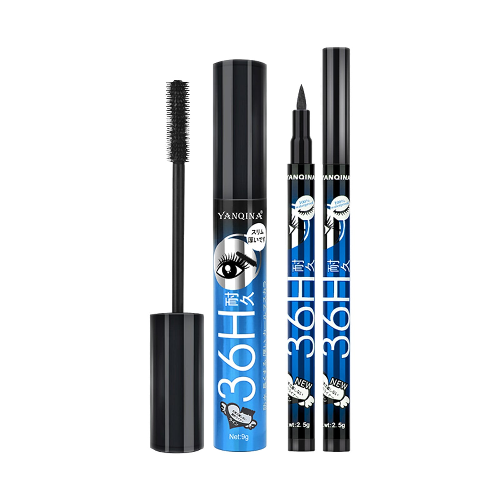 Sehao Eyeshadow 4d Fiber Mascara And Eyeliner Set Smudgeproof And