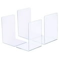 thumbnail image 1 of Unique Bargains Acrylic Bookends, 4 Pack L-shaped Book Ends for Shelves Desktop Bookshelf Magazine Organizer Holder, Clear, 1 of 7