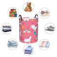 thumbnail image 4 of Balery Yoga Unicorn Cesta de ropa redonda con asas, impermeable, independiente, para ropa, juguetes, dormitorio y familia-Medium, 4 of 6