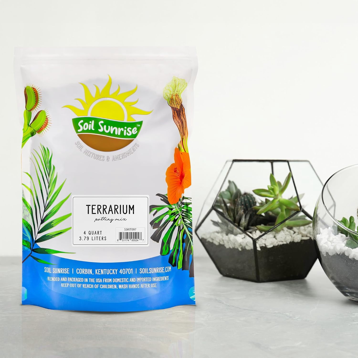 Terrarium Potting Mix (4 Quarts) w/Blended Filtering Charcoal Custom Made for Terrariums