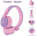 thumbnail image 7 of Riwbox BT05 Bluetooth Kids Headphones Wireless Foldable Headset Over Ear with Volume Limited and Mic/TF Card Compatible for iPad/iPhone/Tablet(Purple&Pink), 7 of 7