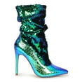 thumbnail image 2 of Women Slouchy Metallic Sequin Pointy Toe Stiletto Heel Booties 19666, 2 of 6