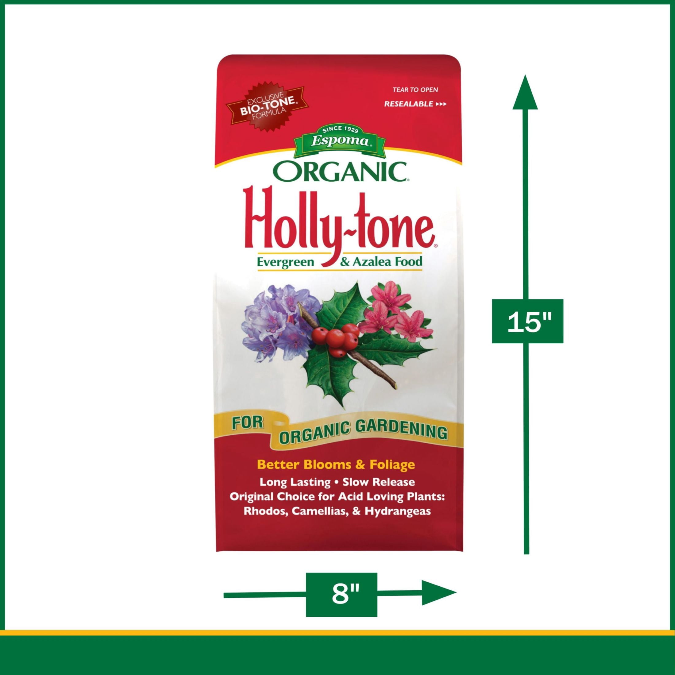 Espoma Organic Holly-Tone for Evergreen & Azalea Plant Food, 4-3-4 Fertilizer, 8 lb.