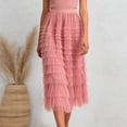 thumbnail image 2 of DHFJKG Womens High Waisted Mesh Layered Tiered Skirt Tutu Tulle Mid Length Flared A Line Skirt Party Prom Stylish Skirt, 2 of 6