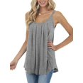 thumbnail image 3 of Débardeurs de Plage d'Été pour Femmes Camisole Plissée à Bretelles Réglables Coupe Ample Décontractée Sans Manches, 3 of 11