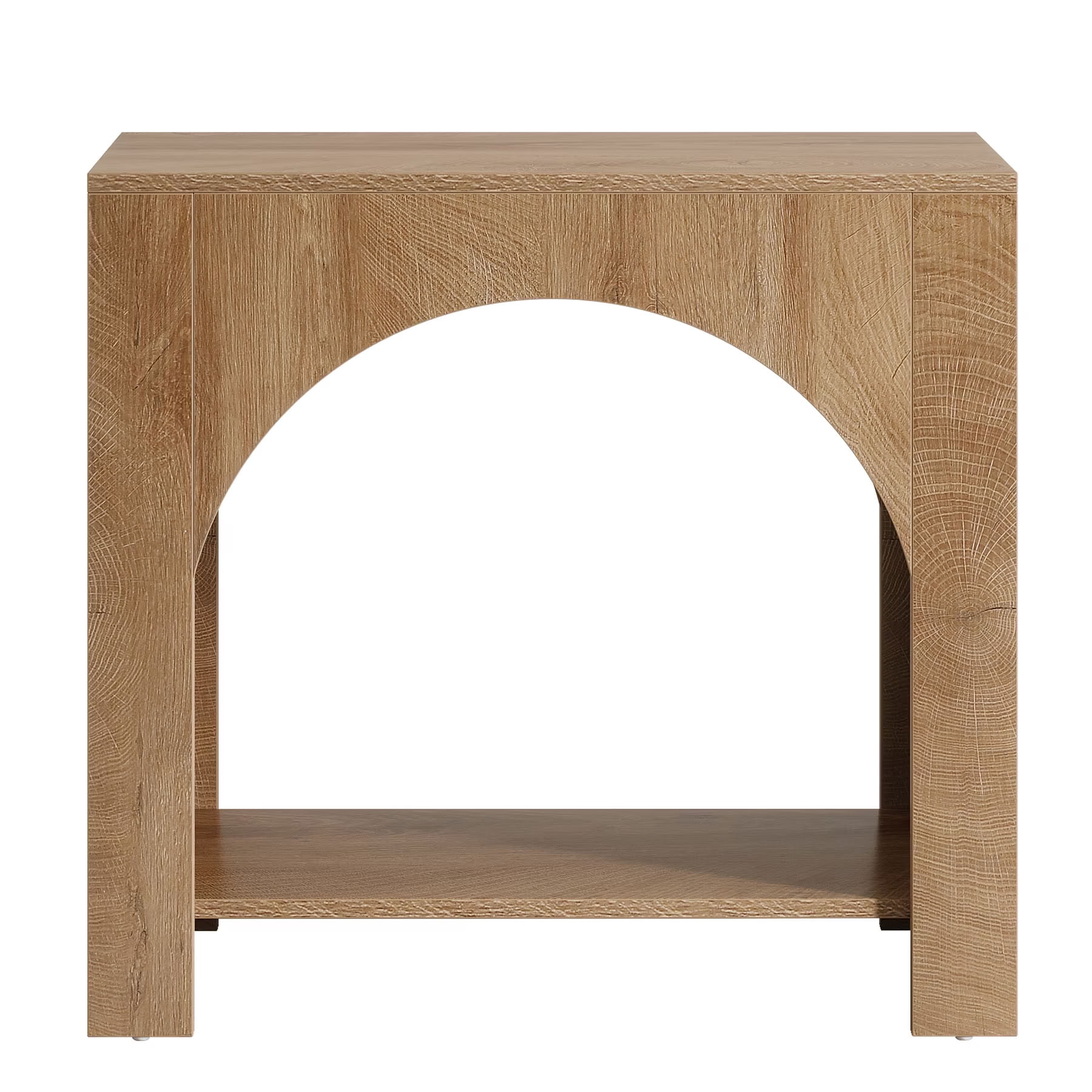 MAYEERTY 2-Tier End Table, Modern Wooden Side Table with Arched Open Shelf, for Living Room, Bedroom, Small Spaces