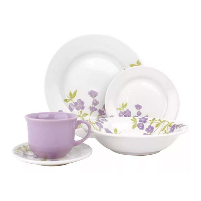 Vajilla 20 piezas de cerámica Decorado Florata Lilac 4 Personas Vencort Vajilla Flores/Vajilla de cerámica/Vajilla 20 piezas