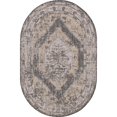 thumbnail image 1 of Unique Loom Outdoor Traditional Flatweave Rug 5' 3 x 7' 10 Oval Charcoal/Beige, 1 of 1