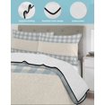 thumbnail image 4 of Quilts Full Size Bedding Set, Retro Blue Lightweight Quilted Comforter, Farmhouse Buffalo Plaid Vintage Beige Soft Reversible Bedspread Coverlet with Pillow Covers for All Season, 78" x 90", 4 of 7