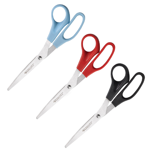 Westcott All Purpose Value Scissors, 8", Straight, 3-Pack, Assorted Colors - image 3 of 8