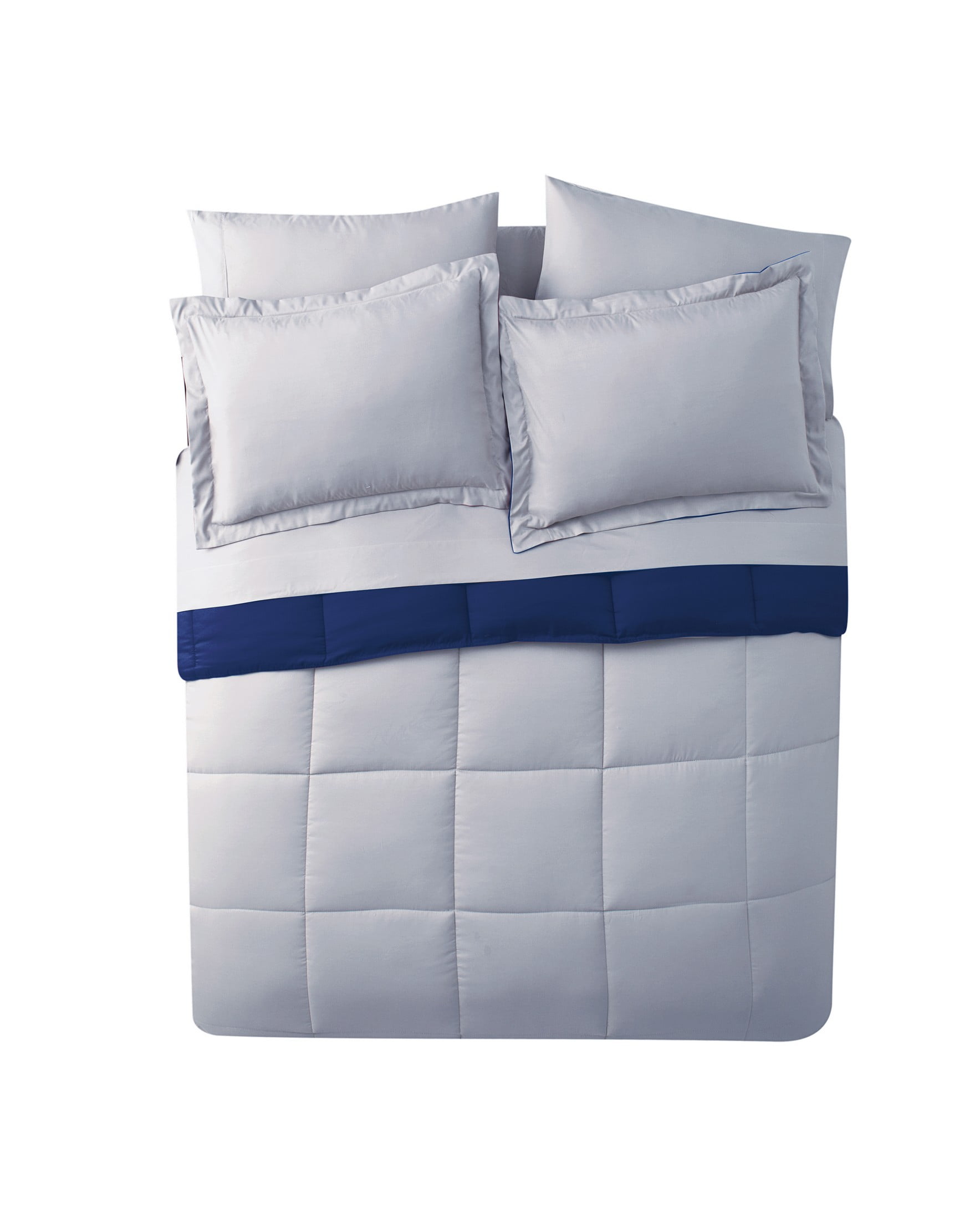 VCNY Home Lincoln 7-Piece Navy/Grey Solid Color Reversible Bed in a Bag, King, Adult, Unisex