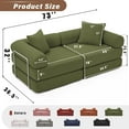 thumbnail image 2 of 73''Convertible Sleeper Sofa Modular Couch for Living Room, Corduroy Floor Sleeper Sofa Bed with Fixed-Shape Frame, Comfy Boneless Cloud Couch Loveseat, No Assembly Required, Green, 2 of 11