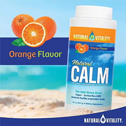 Natural Vitality Magnesium Calm Supplement Stress Relief Orange Drink, 8 Ounce Anti Stress