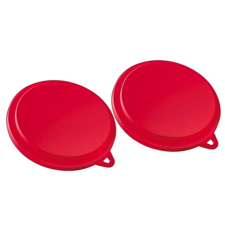 Fox Run Set Of 2 Pet Food Can Leftovers Red Plastic Covers Lids Reusable