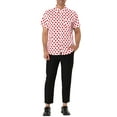 thumbnail image 2 of Unique Bargains Men's Button Down Short Sleeves Cotton Polka Dots Shirt XXL (US 50) Red White, 2 of 6